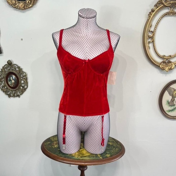 Elegant Moments Tops - Elegant Moments Vintage lingerie  Red Velvet Garter Corset 34